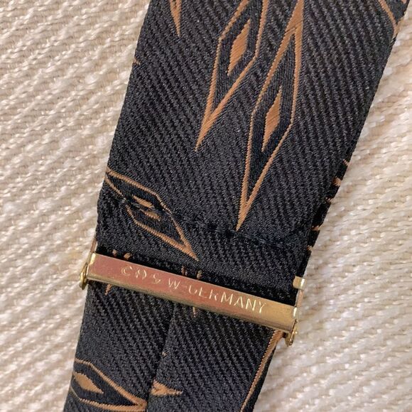 SUSPENDERS Made in Germany geometric pattern Y elastic back black/brown leather - Picture 4 of 7